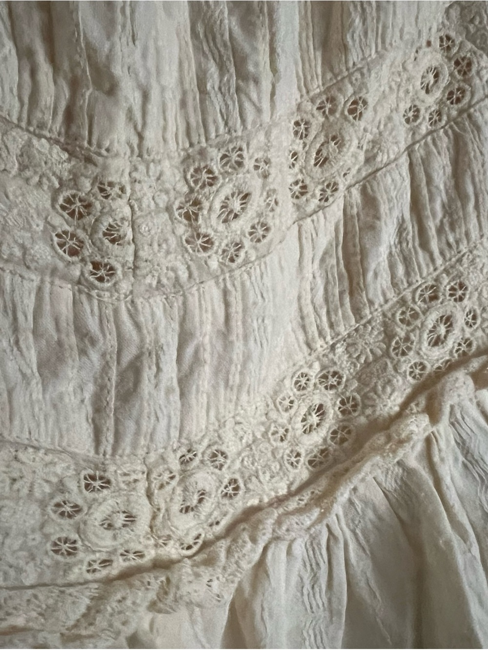 LoveShackFancy Cream Eyelet Tiered Skirt - Picture 10 of 11